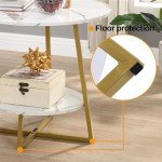 Modern Round Accent Side Table with Metal Frame