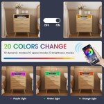 Halitaa Rattan Nightstand with USB Port & Storage