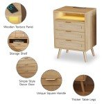 Halitaa Rattan Nightstand with USB Port & Storage