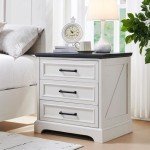 Farmhouse Nightstand with Charging Station and Drawers