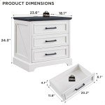 Farmhouse Nightstand with Charging Station and Drawers