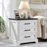 Farmhouse Nightstand with Charging Station and Drawers