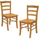 Light Oak Ladder Back Chairs - Set of 2