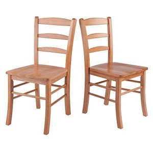 Light Oak Ladder Back Chairs - Set of 2