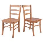 Light Oak Ladder Back Chairs - Set of 2