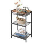 Industrial Tall End Table with Metal Basket