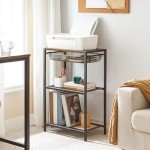 Industrial Tall End Table with Metal Basket