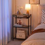 Industrial Tall End Table with Metal Basket