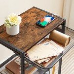 Industrial Tall End Table with Metal Basket