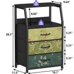 Retro Nightstand with 3 Drawers and Shelf