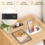 Rattan Nightstand with Charging Station – Mid Century Style