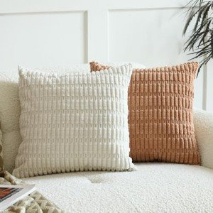 Set of 2 Decorative Corduroy Throw Pillow Covers