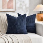Navy Blue Decorative Throw Pillow Covers - 2 Packs