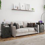 Tall Farmhouse Nightstand Charging Station - Set of 2