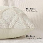 Beige Faux Fur Throw Pillow Covers - Set of 2