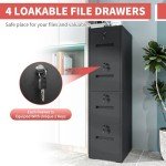 4-Drawer Lockable Metal File Cabinet in Black