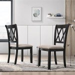 Set of 2 Black Upholstered Dining Chairs