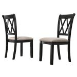 Set of 2 Black Upholstered Dining Chairs