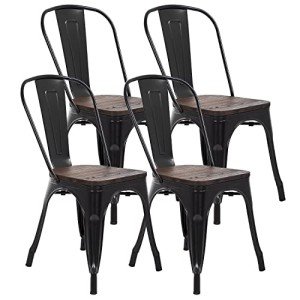 Set of 4 Stackable Metal Dining Chairs