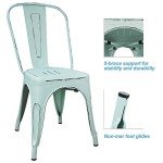 Blue Stackable Metal Indoor-Outdoor Dining Chairs - Set of 4