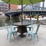 Blue Stackable Metal Indoor-Outdoor Dining Chairs - Set of 4