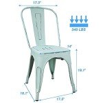 Blue Stackable Metal Indoor-Outdoor Dining Chairs - Set of 4