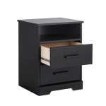 Rustic Ridge Black Nightstand with Drawers and Shelf