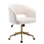 Velvet Swivel Desk Chair with Gold Base