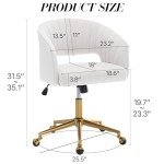 Velvet Swivel Desk Chair with Gold Base