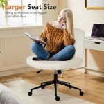 Modern White Armless Swivel Desk Chair with Wheels
