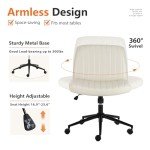 Modern White Armless Swivel Desk Chair with Wheels