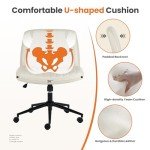 Modern White Armless Swivel Desk Chair with Wheels