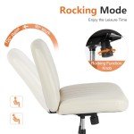 Modern White Armless Swivel Desk Chair with Wheels