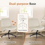 Modern White Armless Swivel Desk Chair with Wheels