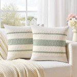 Set of 2 Sage Green Boho Throw Pillow Covers