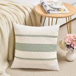 Set of 2 Sage Green Boho Throw Pillow Covers