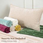 Beige Chenille Throw Pillow Covers Set of 2