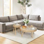 Rustic Farmhouse Round Coffee Table Set - 2 Pack