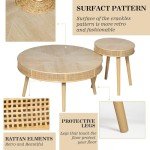 Rustic Farmhouse Round Coffee Table Set - 2 Pack
