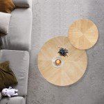 Rustic Farmhouse Round Coffee Table Set - 2 Pack