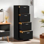 Black 4 Drawer Storage Cabinet with Lock