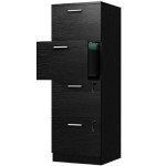Black 4 Drawer Storage Cabinet with Lock