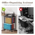 Rolling File Cabinet Cart with 2 Drawers, Black