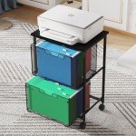 Rolling File Cabinet Cart with 2 Drawers, Black