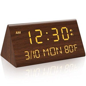 Kogonee Wooden Digital Alarm Clock with Dimmer
