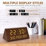 Kogonee Wooden Digital Alarm Clock with Dimmer