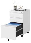 MIIIKO White 3-Drawer Rolling Filing Cabinet