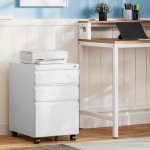 MIIIKO White 3-Drawer Rolling Filing Cabinet