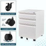 MIIIKO White 3-Drawer Rolling Filing Cabinet