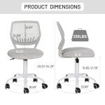 Armless Adjustable Swivel Desk Chair for Kids